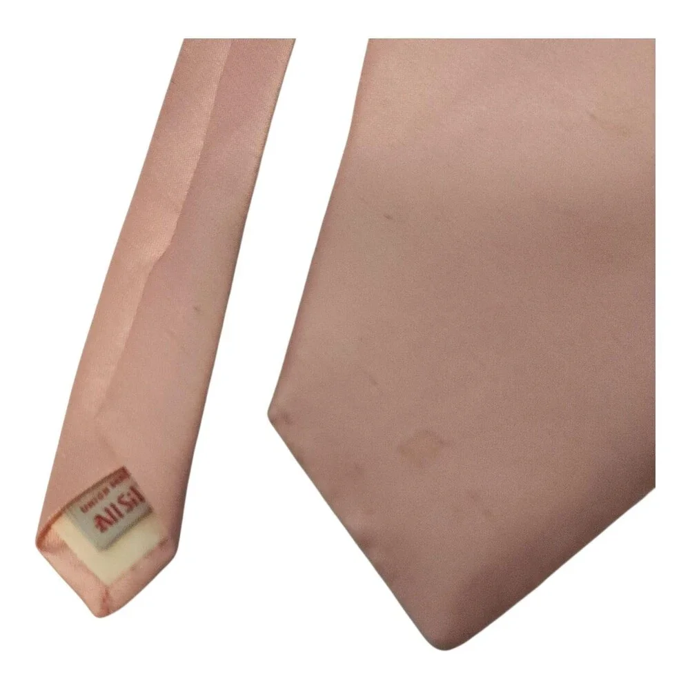 Vintage Pink Silk Tie Mens Classic Satin Solid Necktie NWT NOS